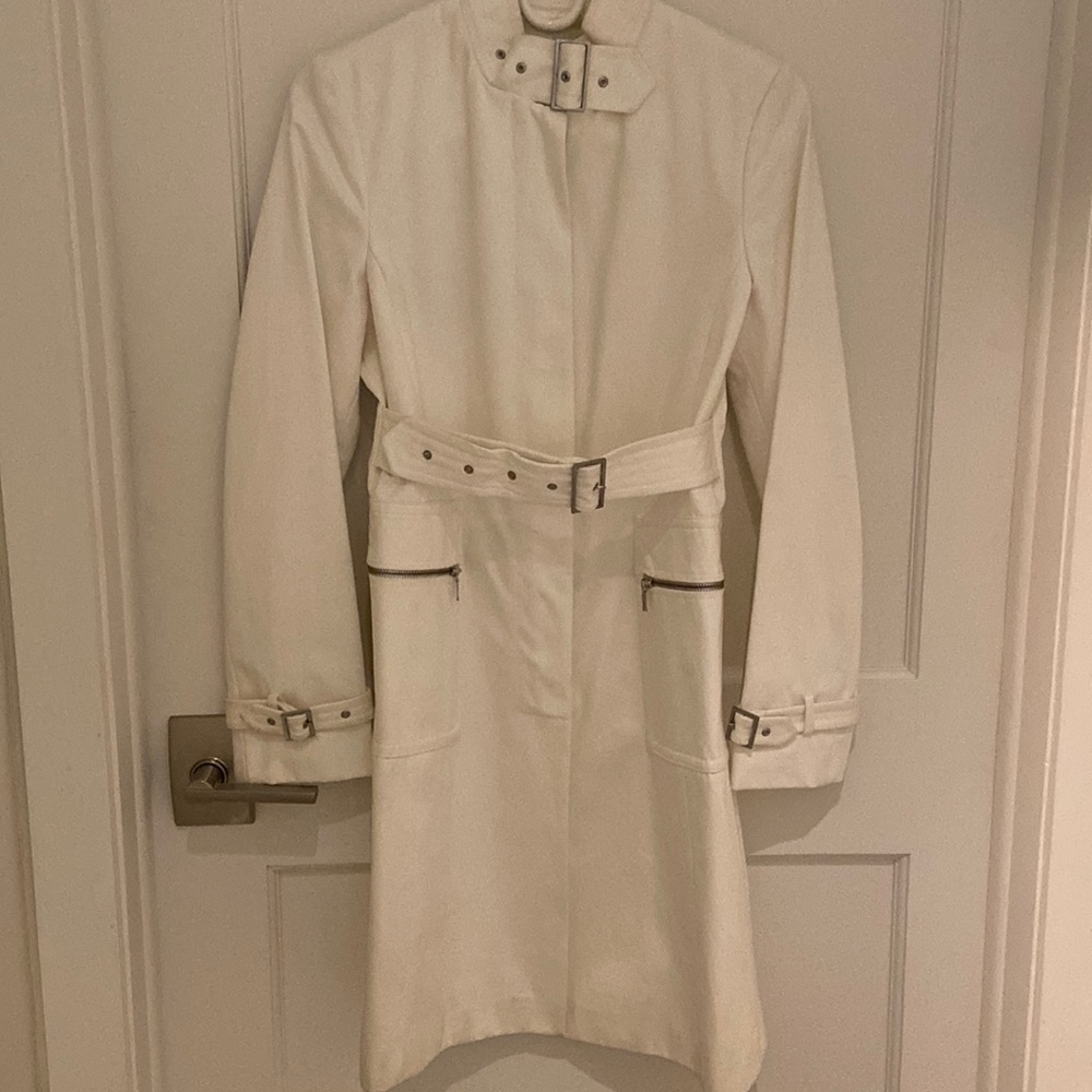 Banana Republic knee length white trench coat
